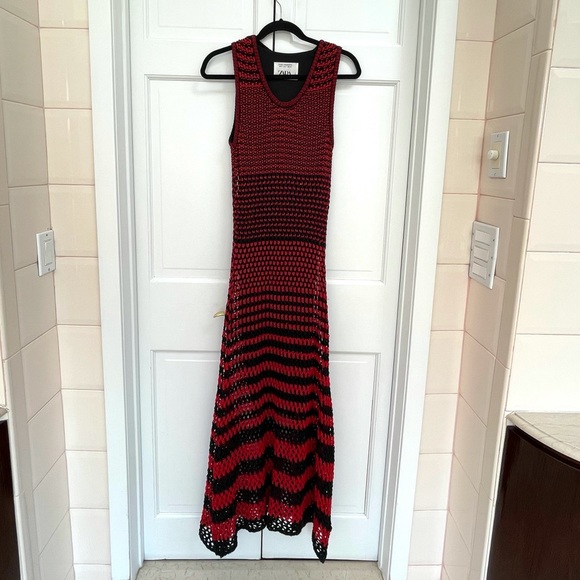 Zara Red and Black Striped Crochet Maxi Dress - Picture 7 of 16